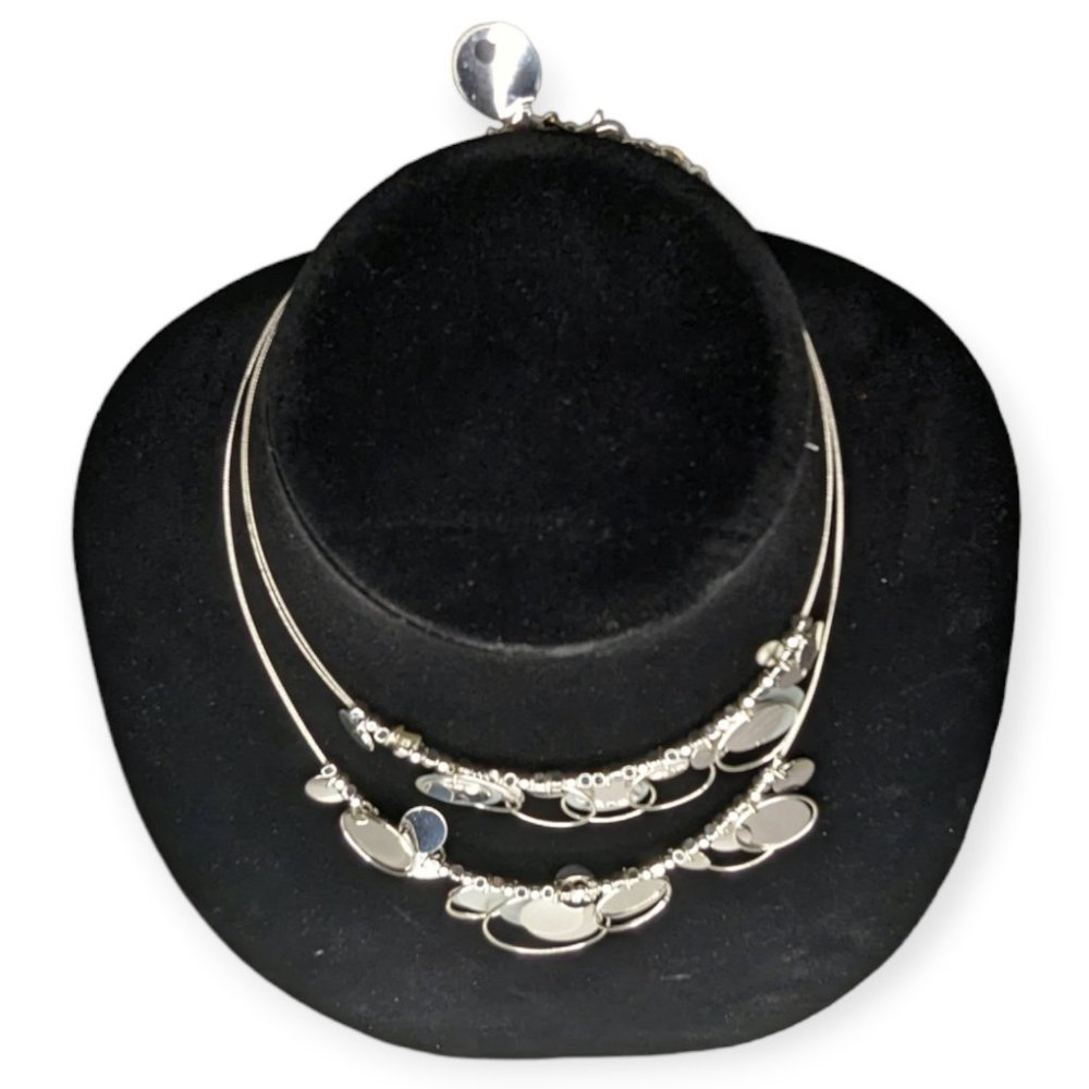 Style & Co Silver Plate Multi Strand Necklace w/Claw Closure NWT - Picture 3 of 10